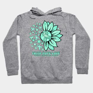 Congenital hepatic Fibrosis Awareness - Faith love hope sunflower ribbon Hoodie